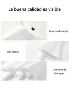 Camiseta casual de cuello redondo para hombres, minimalista y de moda para uso diario, 100% algodón, 230g - Negro - Ver 4