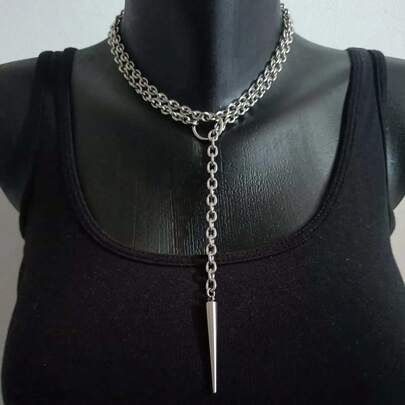 朋克铆钉项链，哥特式首饰，蝙蝠，夸张，嬉皮，Y2K，夜店，O形环，时尚设计，男女皆宜项链