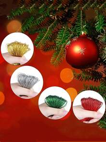 100/200Pcs Christmas Ornament Hangers String,Christmas Tree Hanging Ornament String Hooks Ribbon Ornament String With Snap Fastener Rope Hooks For Christmas Decorations Ornaments,Christmas