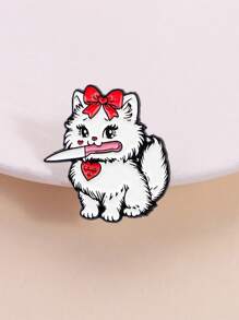 1 件快乐哭泣竖起大拇指猫珐琅别针，可爱动物徽章