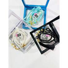 99pcs Faux Pearl 2-Piece Rosary Beads Set With Counter, Popular Item In Middle East, Muslim, UAE, Dubai, Pakistan, Dotted Design - Multicolor - View 2