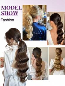 18 Inch Curly Synthetic Ponytail Hair Extensions, Heat Resistant Fluffy Clip-In Hair Piece, Suitable For Adults, Women, Girls, For Party, Daily Wear - Multicolor - View 9