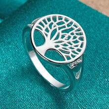 Nhẫn mạ bạc Sterling 925 hình cây sự sống 7-10# dành cho nữ, trang sức cưới, đính hôn thời trang đơn giản - Bạc - Xem 1