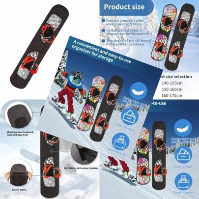 Kuskins Snowboard Sleeve Soft Protection Cover Adjustable Stretchy Fabric Binding Pads Protector For Snowboard Storage Travel Transport