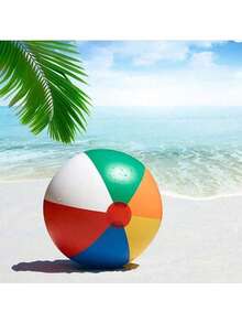 1pc Beach Ball, Summer Inflatable 6-Color Rainbow Pool Water Party Decoration, Suitable For Lawn, Beach, Beach Team Games, Gifts,Party Supplies,Beach Essentials,Pool Games,Swimming Games,Inflatable Games