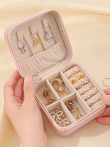 Portable Jewelry Box, Women's Small Jewelry Box, Minimalist Home Jewelry Storage Box, Travel Storage Box, Exquisite Mini Travel Jewelry Storage Box, Zipper Jewelry Box, Can Store Earrings, Rings, Necklaces, Bracelets, Portable Cosmetic Bag, Cute Cosmetic Bag, Back To School Essential, Unforgettable Holiday Gift, Easter Gift, Bridesmaid Gift, Summer Travel Essential, Travel Accessories, Travel Essentials, Double-Layer Portable Mini Display Storage Box, Cruise Travel Essential Make Up Bag - Multicolor - View 23