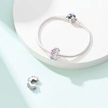 1Count DIY Romantic Classical Pink Purple Zirconia Butterfly, Flower, Animal Series Bead Hanging, Suitable For Pandala Bracelet, Fashionable And Exquisite For Daily Wear, Holiday Gift