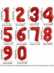7 件/套赛车摩托车主题生日派对装饰气球，32 英寸红色 0-9 数字生日装饰气球，摩托车/赛车旗/轮胎/黑白形状铝箔气球，适用于生日派对装饰 - 彩色 - 查看 9