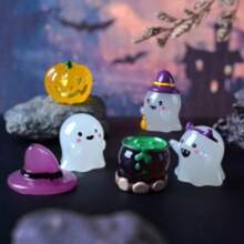 6pcs/12pcs Halloween Glow-In-The-Dark Wizard, Ghost Miniature Landscape Gardening Accessories, Creative Glow-In-The-Dark Car Decor