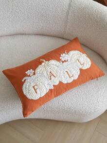 1 pièce pièce Taie d'oreiller brodée de citrouille orange pour Thanksgiving, Taie d'oreiller d'automne pour Thanksgiving, Convient pour la décoration intérieure, Décoration de Thanksgiving, Taie d'oreiller toutes saisons, Sans insert - Orange - Voir 8
