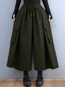 Plus Size Women's Fashionable Loose Cargo Wide Leg Pants