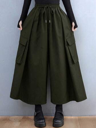 大码女式时尚宽松工装阔腿裤