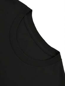 1 T-shirt imprimé, un incontournable pour la fête des parents, nouvelle tendance estivale, chemise à motifs pour mettre en valeur la beauté du monde, haut décontracté à manches courtes et col rond pour femme, motif floral, noir, T-shirt femme 180G. - Noir - Voir 3