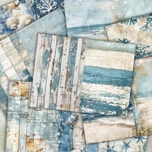36 Sheets A5 Blue Ocean Seashell Starfish Background Scrapbooking Paper, Suitable For Bullet Journal, Scrapbook, Card Making And Craft Projects - Baby Blue - View 5