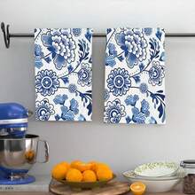 2/4/6/48pcs Blue And White Porcelain Vase, Butterfly Pattern Printed Kitchen Towels, High Absorbency Dish Cloths, Ideal For Cooking, Baking, Kitchen And Bathroom Use - Multicolor - View 1
