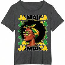 Jamaican Girl Jamaica Flag Proud Afro Jamaican Women T-Shirt