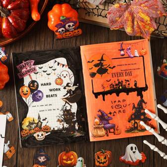 20pcs Halloween Castle Series, Creative Stickers For Scrapbooking, Planner, Cross-Border Halloween Sticker Book, Sticker Art, Suitable For Gifts, Office, Home, Marking, Labels, Classroom, Entertainment Toys, Student Planner