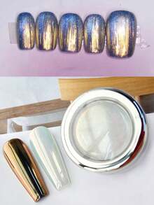 0.3g/Pc Gold Holographic Chameleon Nail Powder, DIY Nail Art Decorative Optical Color Changing Nail Powder - 彩色 - 查看 1