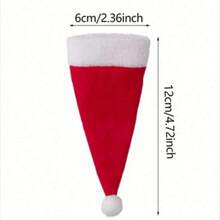 1/10/20pcs Christmas Hat Tableware Holders, Mini Non-Woven Santa Claus Tableware Holders, Lollipop & Wine Bottle Toppers Decor, Suitable For Christmas Party, Thanksgiving And Other Holiday Table Decorations