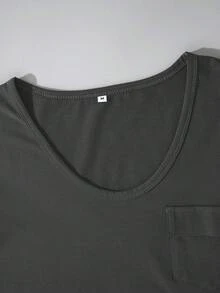 100%纯棉男士休闲短袖V领T恤，搭配美式短裤，适合旅行/度假/户外露营 - 灰色 - 查看 4