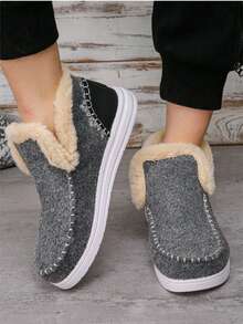 Women's Plush Warm Ankle Boots For Winter - 灰色 - 查看 4