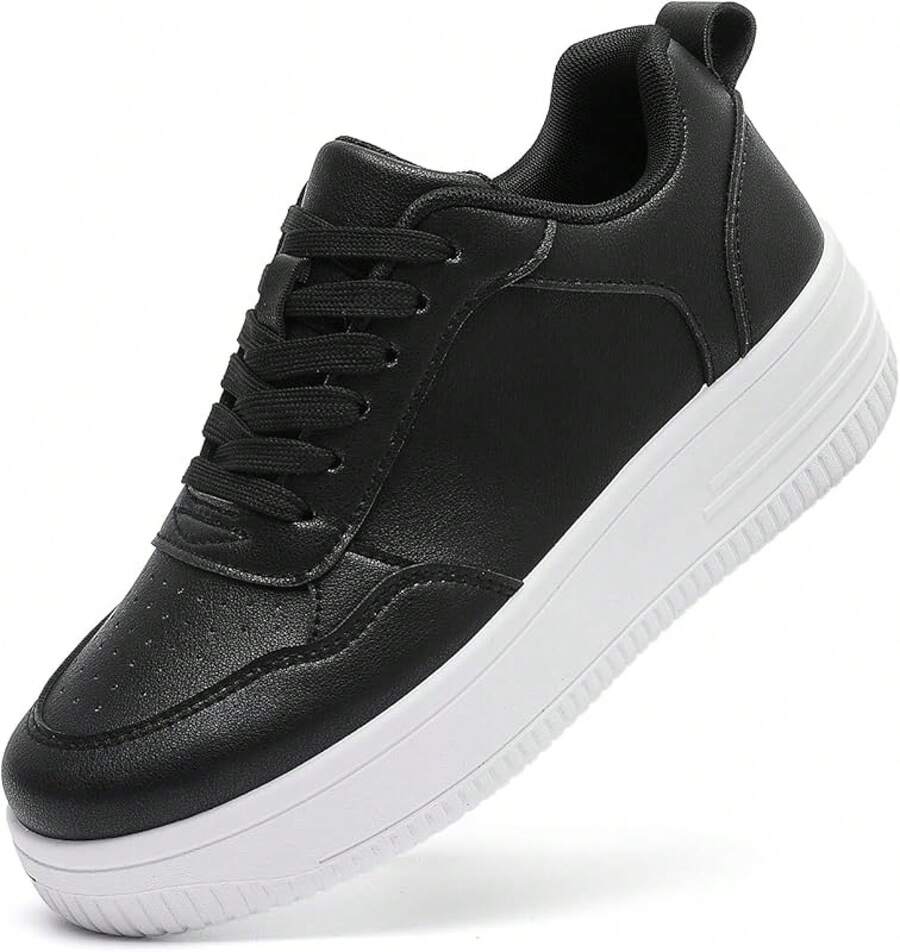 MEMON Womens Fashion Sneakers,Lace Up Platform Sneakers,Lightweight Casual Sneaker,Walking Sport SneakersChristmas - 黑色 - 查看 1