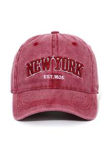 Letter Embroidery Washed Vintage Baseball Cap New York Women's Baseball Cap Washed Baseball Cap