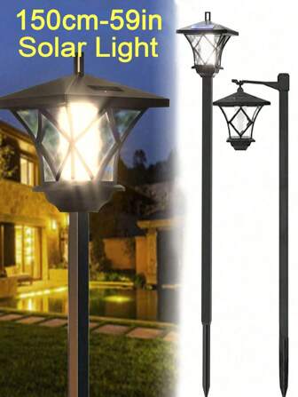 59 英寸太阳能灯柱灯户外 150 厘米太阳能复古路灯适用于花园、草坪、小路、车道、前门/后门（44 厘米/150 厘米）