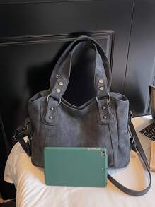 New Arrival Large Capacity Minimalist Casual Tote Bag - Black - View 5