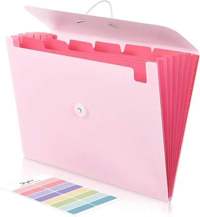 Pink School Office Supplies, Accordion File Organizer - Pocket Letter Size Expanding Folder School & Office - Portable Document Organizer DZC0