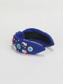 1pc Women's Astronaut Headband With Rhinestone Decor, Spaceship & Planet Saturn Design, Space Explorer Headpiece, Cosmic Element Gift, Hair Accessories, Hair Band, Hair Hoop, Hairband For Women, Autumn Outfits