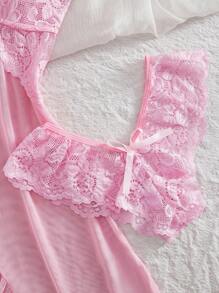 2 件套女士性感蕾丝内衣睡衣套装，适合居家或外出穿着