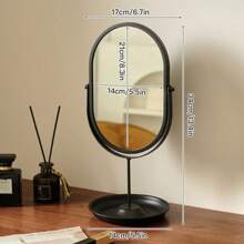 Espejo ovalado dorado elegante, con marco de metal estilizado, superficie de vidrio pulido, espejo de maquillaje portátil para decoración de dormitorio y puerta, sin necesidad de energía, decoración de dormitorio, diseño de espejo estilizado, espejo portátil, espejo decorativo de pared