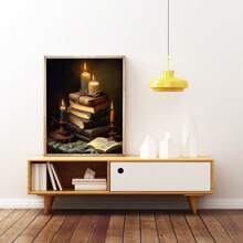 1 Stück / 3 Stücke ungerahmte Leinwandmalerei Vintage Buch Wandkunst, Buch LeinwandmalerMusteruck Heimdekoration, verlassene gotische Bibliothek, dunkle College Dekoration Poster, antike viktorianische Raumdekoration