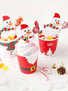 50/100 pezzi Carta per lecca-lecca con Babbo Natale e pupazzo di neve che salutano, decorazione per caramelle e regali di Natale, decorazioni fai-da-te, decorazioni per feste di Natale, forniture per feste di Natale, decorazioni natalizie, pigiami natalizi, regali di Natale, decorazioni natalizie