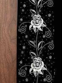 1 件女士时尚优雅银箔印花侧条纹紧身弹力九分裤，休闲日常穿着和运动紧身裤 - 黑色 - 查看 7