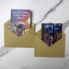 1pc/2pcs Funny Llama Themed Greeting Cards, Suitable For Birthday, Thank You, Christmas And More Occasions, Perfect Gift For Animal Lovers, Great For Family, Friends And Colleagues, Unique Birthday Or Holiday Cards
