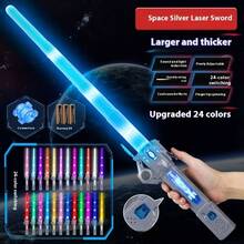 Đồ chơi kiếm laser đổi màu 24 màu mới, lưỡi kép có thể thu vào, đồ chơi chiến đấu cho trẻ em, thiết bị biến hình hai đầu cho trẻ em, gậy phát sáng huỳnh quang 7 màu, kiếm chiến đấu gậy huỳnh quang cho trẻ em - Nhiều màu - Xem 12