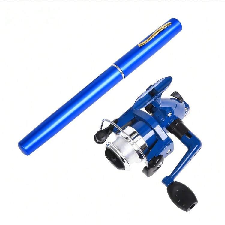 2pcs/Set Pen-Style Fishing Rod & Spinning Reel, Portable Pocket Ice Fishing Rod, Sea Fishing Rod, Fishing Tackle, Lure Fishing Gear - Multicolor - View 12
