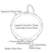 1pc Fashionable Infinity Symbol & Letter Stainless Steel Beaded Anklet, Women - Silver - View 2