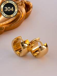 1 par de pendientes de aro dorados de acero inoxidable, hipoalergénicos, no se destiñen, cómodos y versátiles, minimalistas y elegantes, adecuados para uso diario o fiestas, regalo de joyería de moda para mujeres - Multicolor - Ver 10