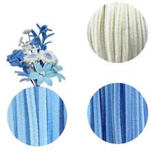 蓝白管道清洁花套装，升级版DIY工艺套装，适合母亲节、毕业典礼、情人节及节日礼物，工艺毛线芯套装，蓝白管道清洁花套装 - 藍白色 - 查看 3