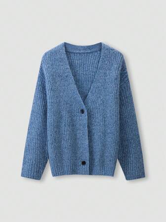 Chaqueta de punto tipo cardigan de corte holgado y cuello en V de alta gama con estilo retro para hombres, para otoño e invierno