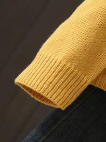 女士超大单口袋时尚毛衣 - 秋冬纽扣开衫