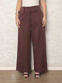 Simple Zipper Pocket Button - Rust Brown - View 2