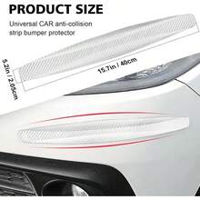 2 Pcs Car Bumper Protector Strip Carbon Fiber Car Front Rear Bumper Guard Protector Rubber Strips Universal Front Rear Corner Guard AntiCollision Strip For SUV Truck White