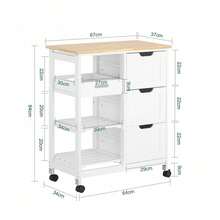 SoBuy FKW79-HG, Kitchen Trolley Cart Kitchen Storage Trolley Serving Trolley With 3 Drawers And Removable Tray, Grey - White - View 3
