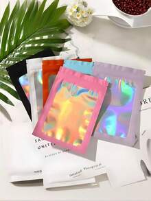 100/50/30/10 件可重复使用 PVC 防尘珠宝袋，渐变色密封珠宝袋，适用于珠宝、耳环、项链、派对包装。 - 粉色 - 查看 4