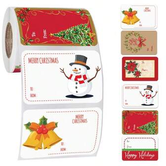 200/250pcs/Roll Christmas Holiday Decoration Gift Series Stickers, Adhesive Labels Christmas Christmas Decorations Christmas Pajamas Christmas Gifts Christmas Decor