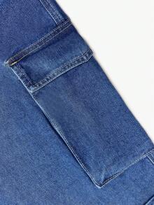 Fashion Women's Elegant Casual High Waist Loose Workwear Casual Straight Jeans - Blue - View 5